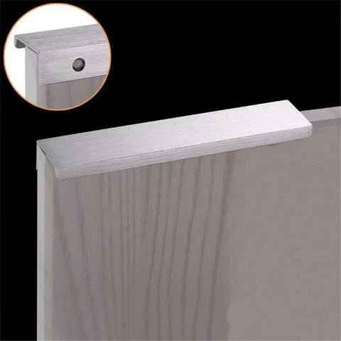 Hidden Cabinet Handles Set Of 2 Heavy Duty Aluminum Finger Pull And Tab Pull For Kitchen Cabinets Doors Drawers And Sliding Panels 128mm