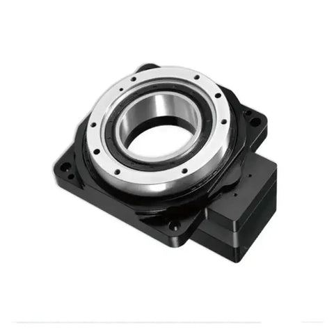Heavy Duty Hollow Rotary Actuator With A 130mm Platform And Precision Gear Ratio 18 For Seamless 360 Degree Spin To Handle Industrial Builds Like A Boss Paired With 400W Servo Motors, showcasing a cast iron base and bearing core.