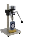Grab And Go Portable Hardness Tester With Professional Grade Manual Test Bench showing aluminum body and dial gauge for onsite measurements.
