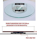Tempered Glass Turntable With 360 Degree Spin Large Diameter Dining Tray, 8mm thickness, various sizes shown with measurements