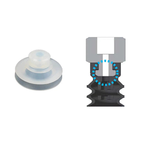 Buy This Awesome 100 Piece Bulk Pack Of Durable Silicone Pneumatic Suction Cups Perfect For Injection Molding Machine Automation, showing silicone cup design.