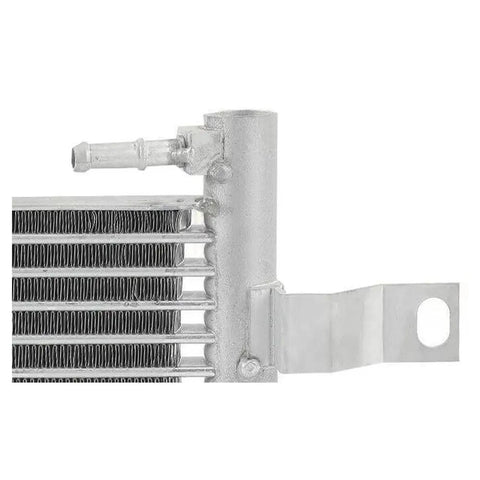 High-Performance Transmission Oil Cooler Upgrade For Subaru Outback 2015 To 2019 Model Years. Keep Your Rig Cool And Running Smooth. Durable Metal Construction. Reliable Heat Dissipation. Stop Overheating And Get That Slap-Fresh Performance You Deserve. metal transmission oil cooler with mounting bracket, side view