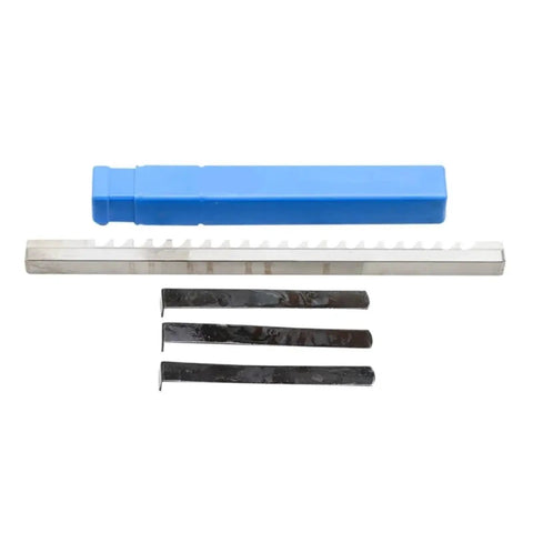 18mm E Push Type Keyway Broach Tool Metric Sized HSS Cutting Tool Knife with 3 Shims for CNC Machines displayed with packaging