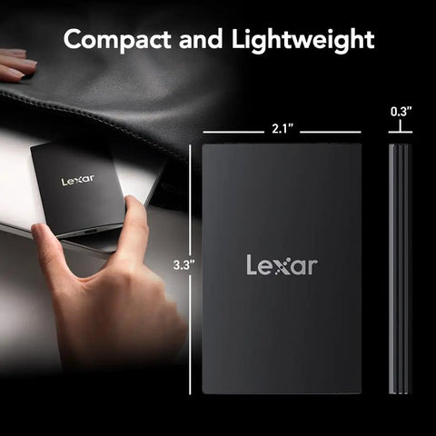 2TB Portable SSD SL500 USB 3.2 Gen 2x2 Up To 2000 MBps Read 1800 MBps Write Slim And Sleek External Drive being placed in a bag