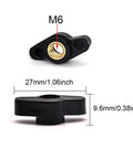 One Quarter Inch Wing Knobs Through Hole T Knobs Thumb Screws M6 Brass Threaded Studs With Plastic Knobs Black 12 Pack dimensions