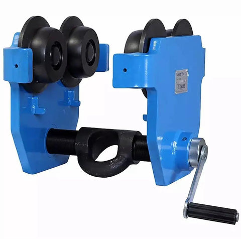 Overhead Push Beam Trolley Heavy Duty 2 Ton Capacity, 4000 Lb Load Rating, Flange Adjustment With Crank, manual alloy steel carriage
