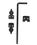 12 Inch Heavy Duty Carbon Steel Ground Drop Gate Latch With Rust Resistant Black Finish set includes latch rod and mounting hardware