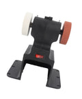 Rock Solid Mini Bench Grinder Featuring 18V Cordless Battery Power And A No Nonsense 250W Motor Delivering Clean 7000 Rpm showing compact design with dual polishing wheels.