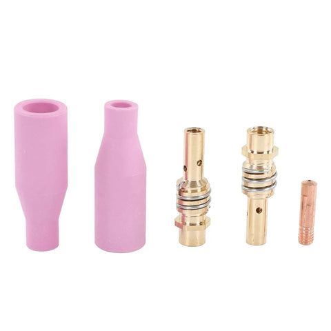 Pro Grade MIG Welding Gear Kit 14Pcs Copper Ceramic Plasma Torch Parts Set, 2 pink ceramic cups, 2 rods, 1 tip for 15AK Torch Repair