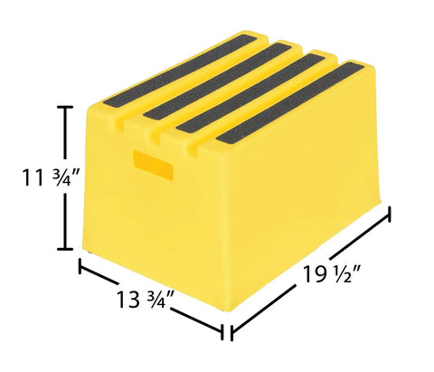 Yellow Polyethylene One Step Stool With Non Slip Tape Surface Rubber Feet Hand Holes For Easy Transport Lightweight Durable Reach Aid