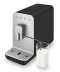 No Sweat Brewing Fully Automatic Espresso Machine With Integrated Grinder And One Touch Milk Frother For Silky Lattes Bold Shots And Ten One Tap Presets 19 Bar Pressure Compact Space Saving Matte Black with milk container.