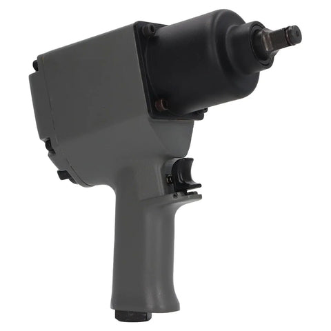 Heavy Duty One Half Inch Air Impact Wrench Packing 850 Nm Of Legit Muscle Complete With Socket Set Extensions Connector And Compressed Air Oil For Serious Garage Hauls And Daily Shop Grunt Work, side view of tool.