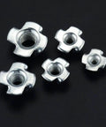 80 Piece M3 M4 M5 M6 M8 Zinc Plated Four Claw Tee Nuts for Speaker Cabinets and Furniture Hardware Set on black background