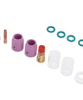 Pro Grade Welding Accessory Kit With Glass Gas Lens Set, Ceramic Nozzles, Copper Components, 12 Pieces, 2.4mm Tips For WP17 WP18 WP26 Torch Use