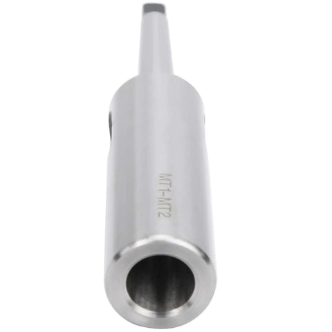 MT1 To MT2 Morse Taper Drill Sleeve Reducing Adapter Lengthened High Speed Steel CNC Fixture Tool With 0.015mm Precision For Lathe And Milling Machines, close-up front view