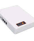 Plug And Play Mini Ups Battery Backup With 16000Mah, white compact unit with multiple ports for emergency power.