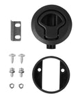Kisangel 1/4-round handle flush pull slam latch; front view with mounting plate, screws, ring for boat/RV decks