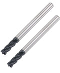 Two 4mm square-nose solid carbide end mills with 50mm shanks; AlTiN-coated CNC router bits