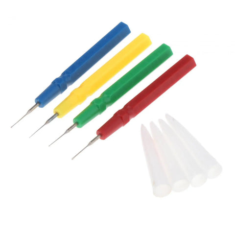 Pro Grade Watch Oil Dish Tool Kit pens, four color-coded pens for easy watch repair, heavy duty construction, precise tips visible.