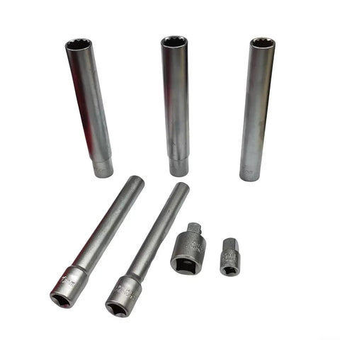 Heavy Duty Chrome Vanadium Socket Head Set With Three Eighth Inch Drive Extra Long 120mm Reach Six Piece Metric Sockets