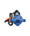Heavy Duty 12 Volt Def Transfer Pump Handles 8 Gpm Antifreeze Or Washer Fluid No Sweat Compatible With Water Based Solutions Featuring Secure Hose Barb Connections For Easy Transfer, blue color, front view.
