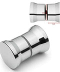 Smooth Chrome Shower Door Handle Pair Featuring Tough Abs Core And Grippy Tactile Texture For Rapid Diy Install On Bathroom Glass Doors And Panels Up To Three Quarter Inch Thick Top Notch Quality Makeover close-up view of chrome handle dimensions 4cm by 3cm