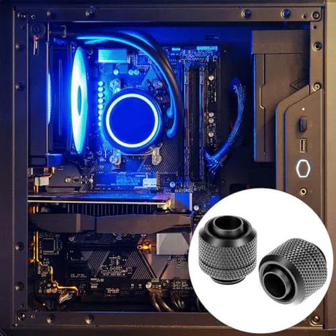 QWORK copper compression fittings for G1/4 water cooling, 6-pack for 3/8 in ID x 1/2 in OD hoses