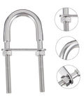 Heavy Duty Marine Grade U-Bolts Kit M8 By 100mm For Boat Trailers Yacht Rigging Axles Fasteners With Nuts Washers Rustproof Stainless Steel close-up.