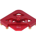 Zero Hassle Radius Guides No Sweat Routing Heavy Duty Aluminum Corner Jig in red, used for precise edge contouring in woodworking.