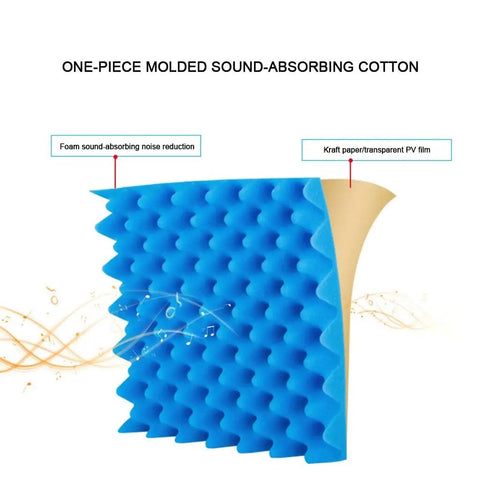 No Hassle Top Shelf High Density Acoustic Foam Panels Self Adhesive Soundproofing Pads in blue for noise reduction and sound absorption.