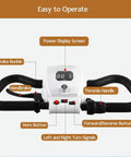 Electric Golf Cart 4 Wheel Mobility Scooter With Cargo Box controls including throttle handle and display screen.