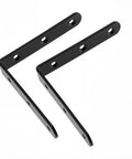 Rock Solid Heavy Duty L Brackets 4 X 4 Inch Matte Black Steel Corner Brace For Shelving And Furniture Reinforcement showing two angle brackets.