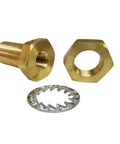 Quarter Inch NPT Female Brass Bulkhead Tank Fitting One And Half Inch Length Pack Of Two Beefy Heavy Duty Bulkhead Couplings With Washer And Nut For Airtight Seal 1200 PSI Max From Minus Sixty Five To Two Hundred Fifty Fahrenheit Corrosion Resistant brass bulkhead fitting with washer and nut