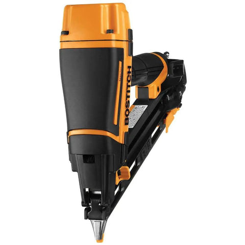 Pro Gear 15 Gauge Pneumatic Angle Finish Nailer With Dial Depth Control side view showing angled magazine and comfort grip handle.