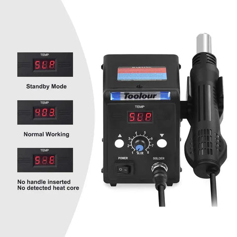 Pro Grade Hot Air Rework Station With 110V Solder Heat Gun, Fahrenheit And Celsius Display, Adjustable Temperature And Airflow