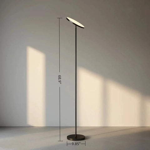 Sky LED Modern Torchiere Floor Lamp With Remote And Touch Control, Ultra Bright 30W 2400LM Tall Pole Light, 3 Color Temperatures, No Fuss Dimming, Ideal For Living Room Bedroom Office, Black Finish