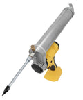 Beefy 8500 PSI Electric Grease Gun With Battery Powered Automatic Lubrication, yellow handle and metal tube.