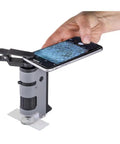 LED UV Pocket Microscope With 100x To 250x Zoom And Smartphone Clip Digiscoping A STEM Ed Tool For Students And Makers Delivers Sharp Images And Easy On The Go Documentation, handheld with phone clip