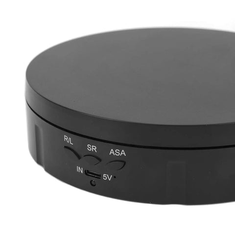 Hype Your Product With This Sick 3-In-1 Electric Rotating Display Stand That Spins Smooth 360 Degrees showing control buttons and USB port.