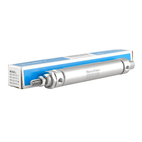 Slim Pneumatic Air Cylinder MAL 25-125, 25mm Bore And 125mm Stroke, PT One Eighth Inch Port, aluminum body, industrial actuator