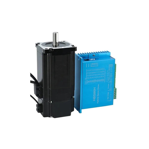 Four Set Nema 34 Closed Loop Stepper Motors With Brake, 6A Peak, 4.5Nm, 8.5Nm And 12Nm Torque, Packed With HBS860H And HBS86H Drivers, 400W 60V Power Supply, Boss Grade CNC, 3D Printers, Carving Machines, And Automation. NEMA 34 motor and HBS86H driver
