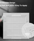 Sleek Abs Plastic Wall Access Panel With Rock Solid Self Adhesive Backing Masks Wire Messes And Hvac Vents For A Totally Clean House Makeover Easy Peel Install, showing peel-off adhesive.