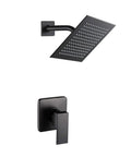 Slick Matte Black Shower Faucet Set With Rainfall System Featuring Stainless Steel Shower Head And Brass Valve, Single Function Trim Kit