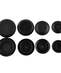 Various sizes of black plastic clips from 60-Piece Plastic Hole Assortment For Auto Body Sheet Metal Clips With Depressed Center