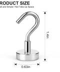 Heavy Duty Magnetic Hooks With Neodymium Magnets For Tool Free No Drill Hanging In Kitchen Office Classroom Garage Cruise Ship And More Movable Reusable Hangers 12 Pack showing size dimensions
