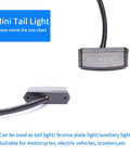 Dope Mini Motorcycle Tail Light LED Blinker License Plate Light Universal Black Auxiliary Indicator For Electric Bikes Bobbers Cruisers ATVs Dirt Bikes Quads And More Easy Install With 3M Adhesive No Drilling mini black LED light with wire