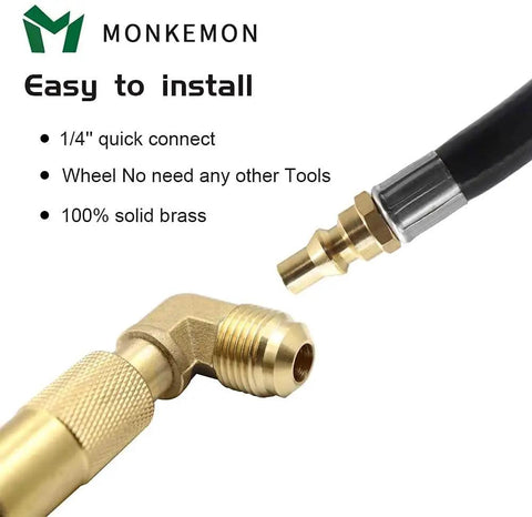 12Ft Propane Quick Connect Hose For RV To Grill With Low Pressure Elbow Adapter and solid brass fittings