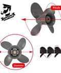 Diagram of 9.25 By 10 Inch Aluminum Outboard Propeller For Honda 8 9.9 15 20 HP Motors With 8 Spline Right Hand Rotation