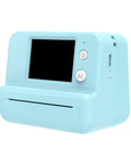 Rock This Slick AI Voice Mini Thermal Printer With Bright Display And Awesome Creative App For Kids Speech To Line Art Drawing Anime Sketch And Hype Storytelling Portable Prints in blue, showing front design and buttons.
