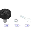 Rugged Rubber Roller Skate Stopper Brake Block With Bolt Holes Adjustable Toe Stop For Roller Skates Indoor Outdoor Use Black 0.6 Inch Diameter Thread Fits Double Row Skates And Keeps You Dialed In, shown with nut and wrench